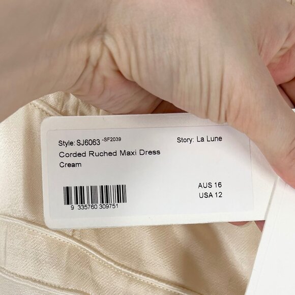 NWT Shona Joy La Lune Corded Ruched Maxi Dress in Cream - Picture 8 of 11